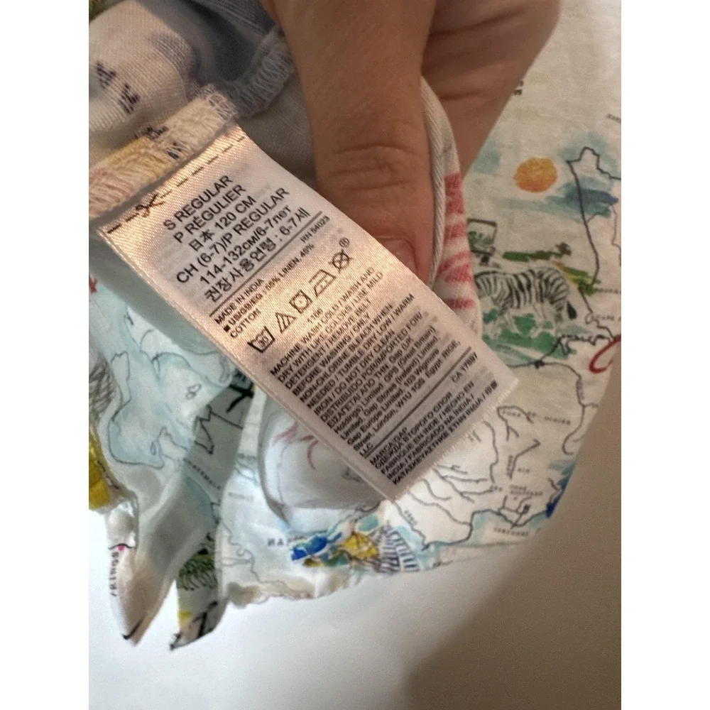 Gap Kids Romper Girls 6-7 Years Multicolor Map Print Button Front Cotton Gauze